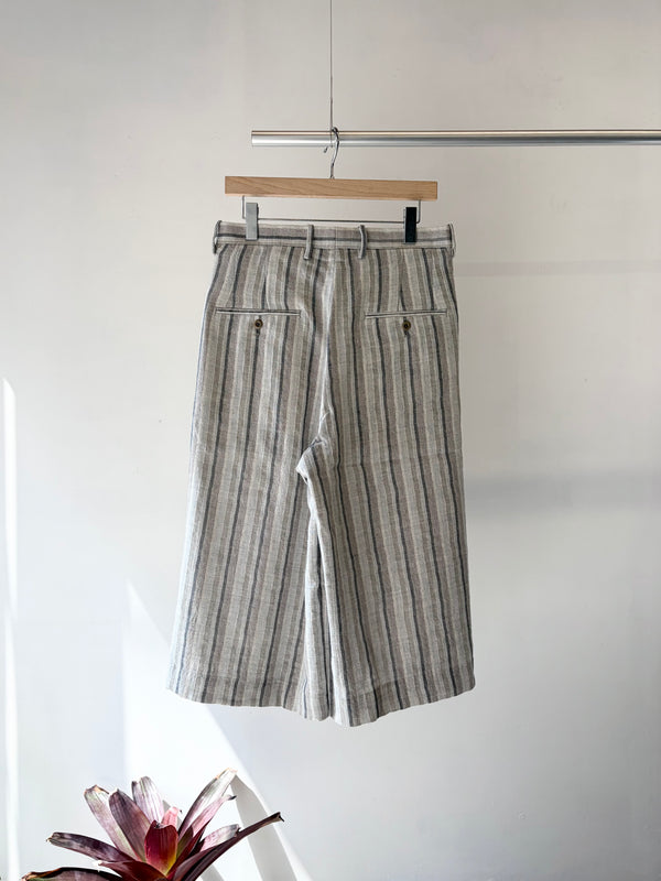 【 m's braque 】CROPPED 2-IN-TUCKED WIDE DRESS PANTS / Grey Multi Stripe
