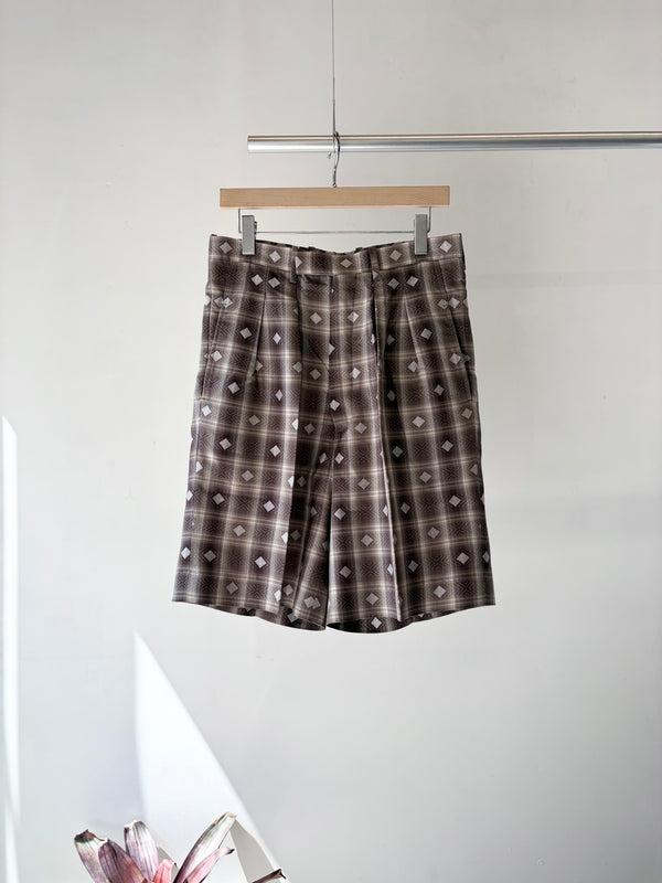 【 m's braque 】TUCKED SHORTS / Brown Jacquard
