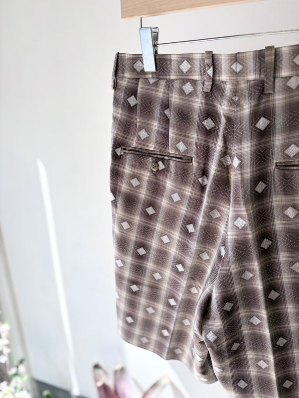 【 m's braque 】TUCKED SHORTS / Brown Jacquard