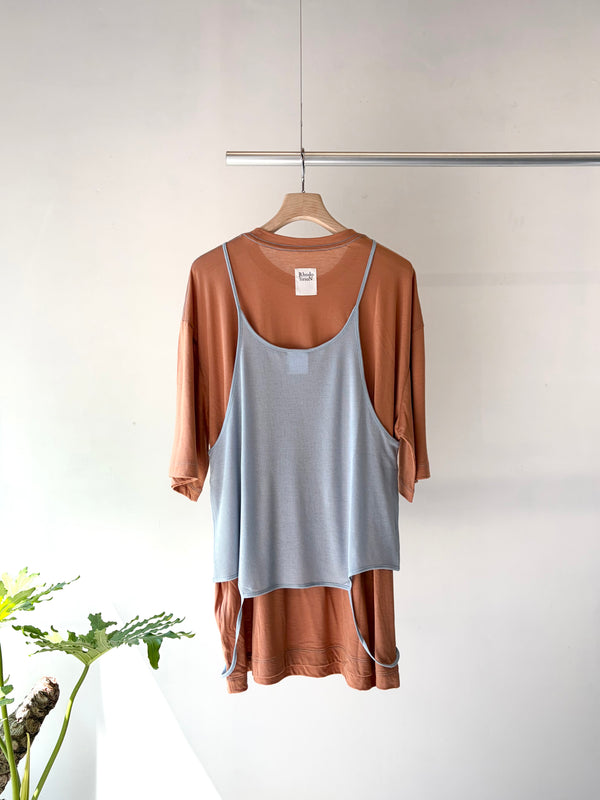 【 RhodolirioN 】CAMISOLE TOP & LOOSE FITTING TEE - UNIT TOPS - / Beige