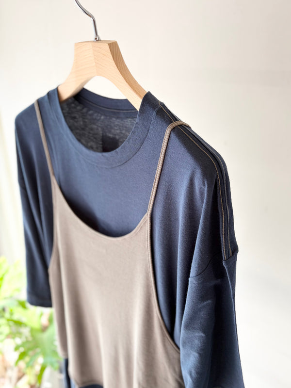 【 RhodolirioN 】CAMISOLE TOP & LOOSE FITTING TEE - UNIT TOPS - / Navy