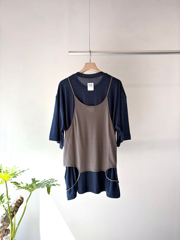 【 RhodolirioN 】CAMISOLE TOP & LOOSE FITTING TEE - UNIT TOPS - / Navy