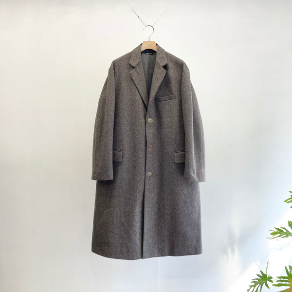 【frank leder / フランクリーダー】GREY PATTERNED WOOL COAT / Light Grey