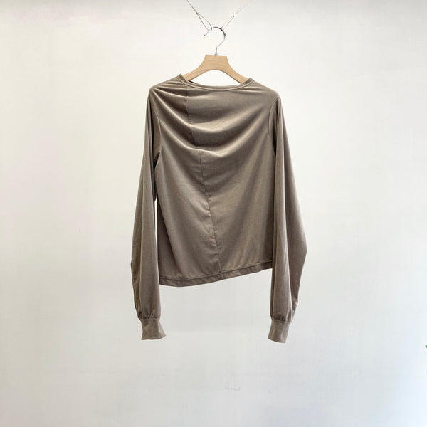 【 HOMMENA 】DRAPE LONG SLEEVE TEE / Brown