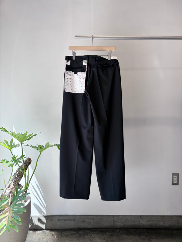 【 HOMMENA 】TUCKED WIDE PANTS / Black