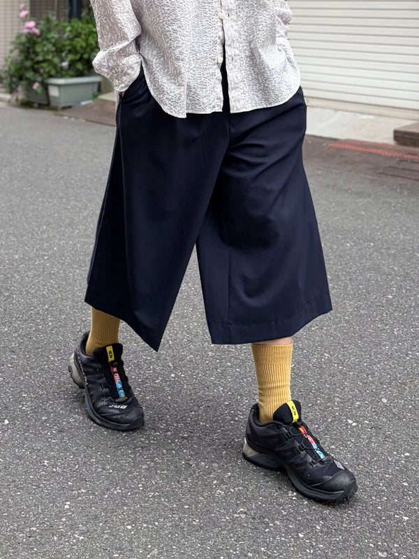 【 m's braque 】CROPPED 2-IN-TUCKED WIDE DRESS PANTS / Navy