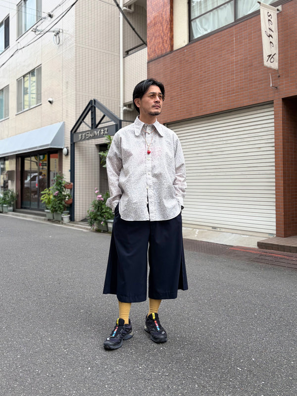 【m's braque】LEATHER CORD CERAMIC & WOODS NECKLACE / Red