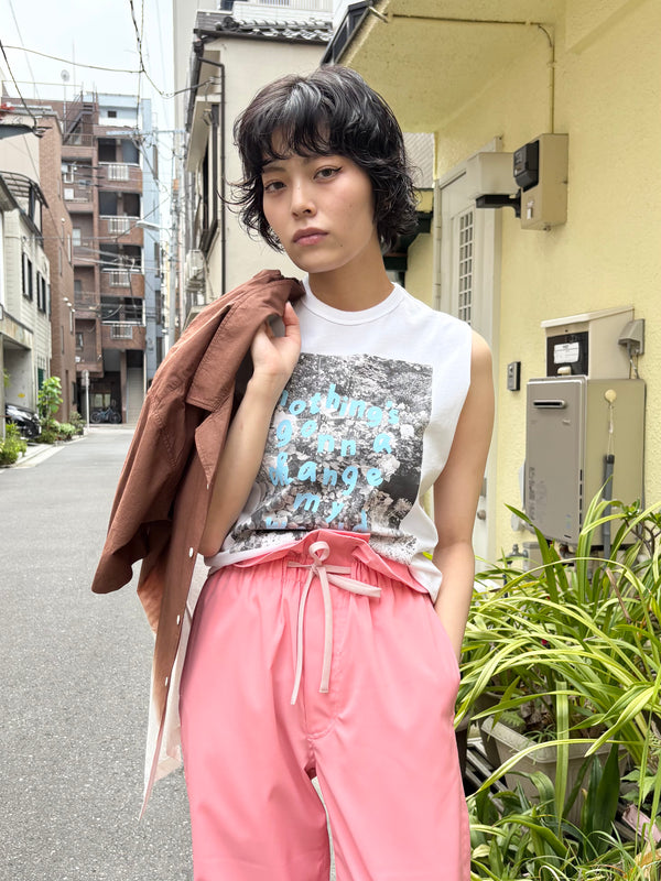 【 RIVER 】NO-SLEEVE PRINT TEE / White