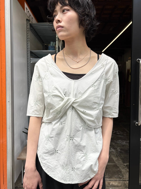 【 RIVER 】EMBROIDERED LAYERED TOP / Mint