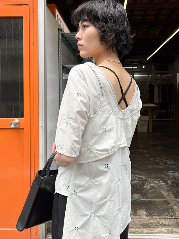 【 RIVER 】EMBROIDERED LAYERED TOP / Mint