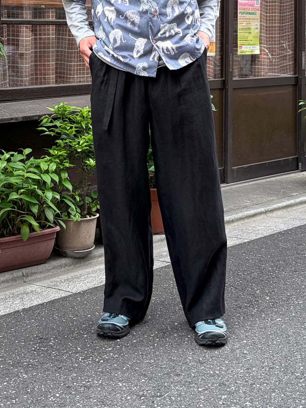 m's braque 】BELTED TUCKED BAGGY PANTS / Black – TOKIS