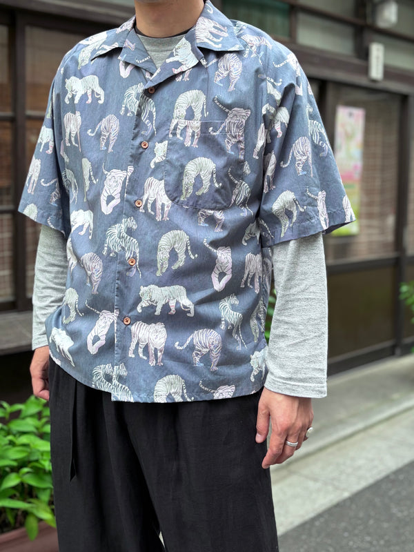 【m's braque】ALOHA SHIRT / Bluegrey Tigers