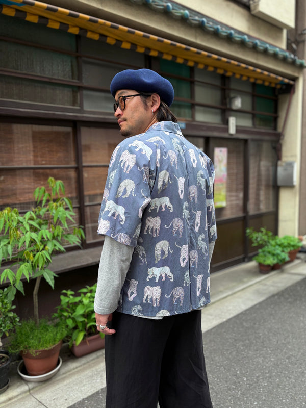 【m's braque】ALOHA SHIRT / Bluegrey Tigers