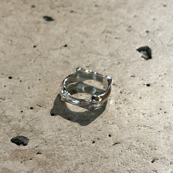 【END CUSTOM JEWELLERS】SQUARE BONE SHAPED RING / Silver