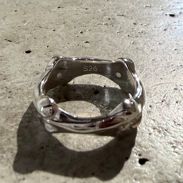 【END CUSTOM JEWELLERS】SQUARE BONE SHAPED RING / Silver