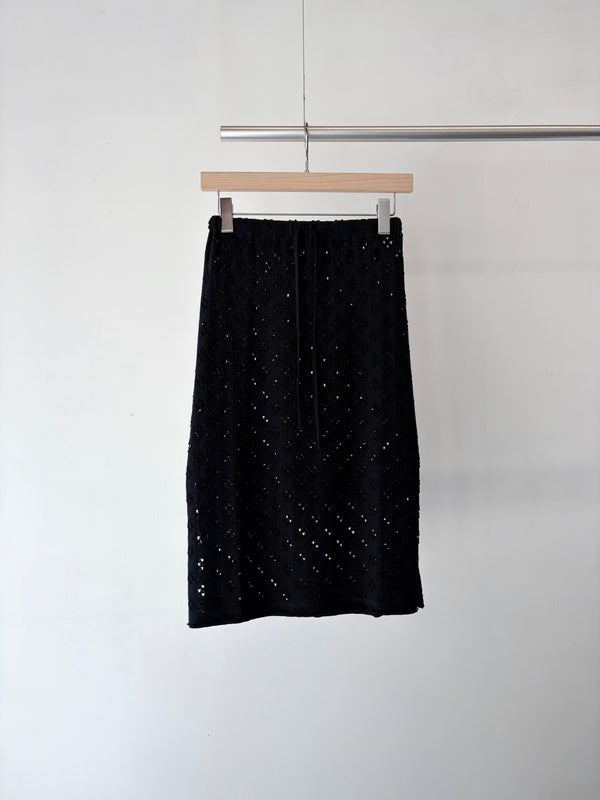 【 RhodolirioN 】PENCIL SKIRT - CUT WORK - / Black