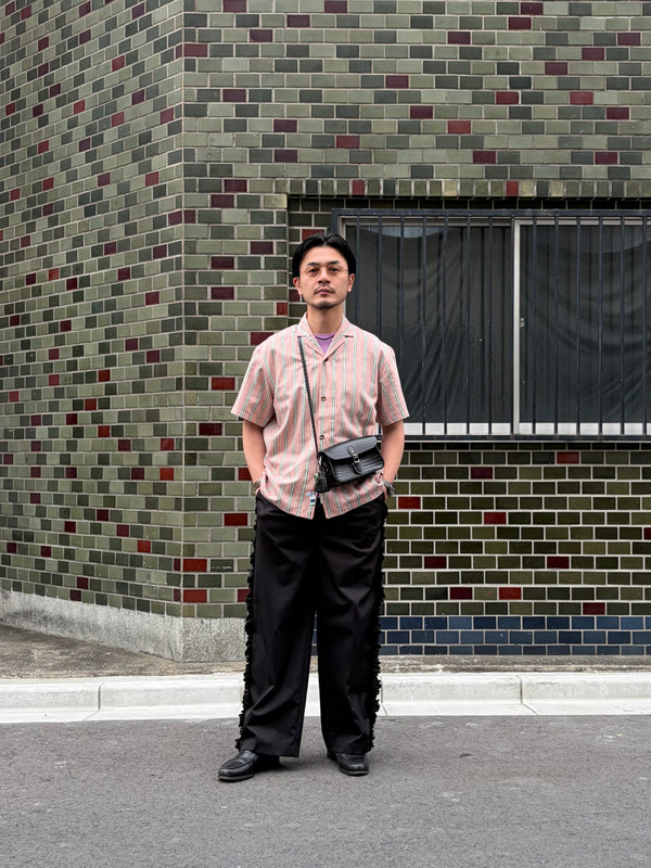 【 RhodolirioN 】FRILL SIDE FLARE PANT - TWILL - / Black