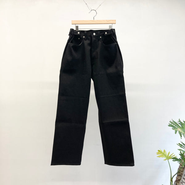 【ES : S】SUPER WIDE CINCH BACK JEANS / Black Rigid