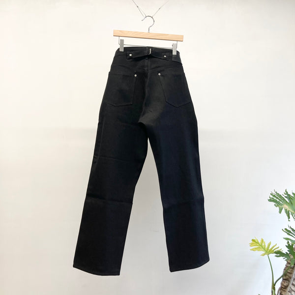 【ES : S】SUPER WIDE CINCH BACK JEANS / Black Rigid