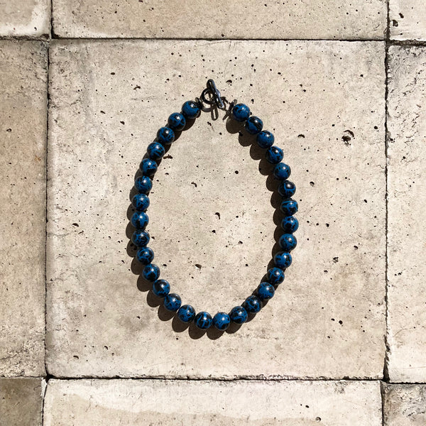 【m's braque】DEADSTOCK BEADS SEPARABLE NECKLACE / Navy × Metallic Grey × Metal