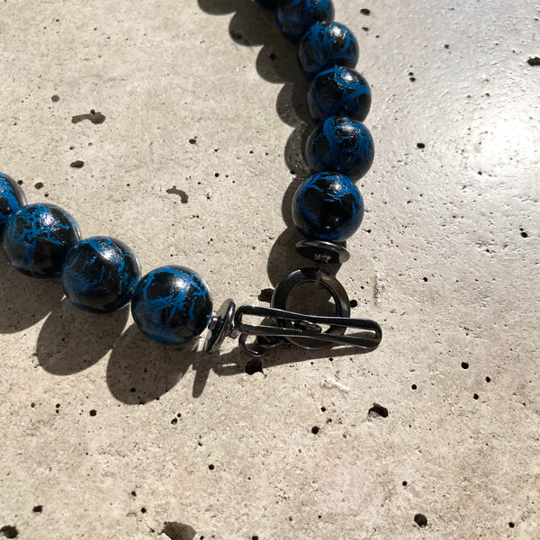 【m's braque】DEADSTOCK BEADS SEPARABLE NECKLACE / Navy × Metallic Grey × Metal