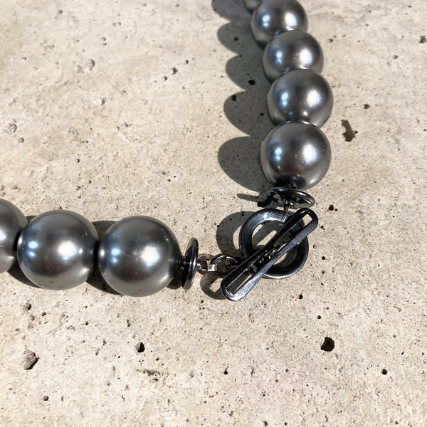 【m's braque】DEADSTOCK BEADS SEPARABLE NECKLACE / Navy × Metallic Grey × Metal
