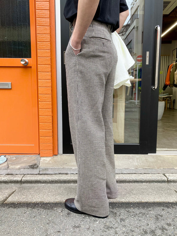 【m's braque】TUCKED WIDE PANTS / Houndstooth