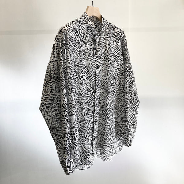 【m's braque】OVER SIZED STAND COLLAR SHIRTS / Black & White