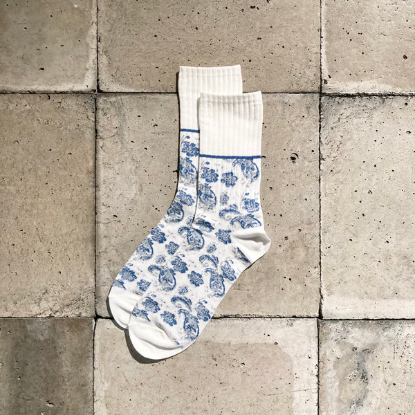 【 BLUE BLUE JAPAN 】ツジガハナ ジャカードソックス / White