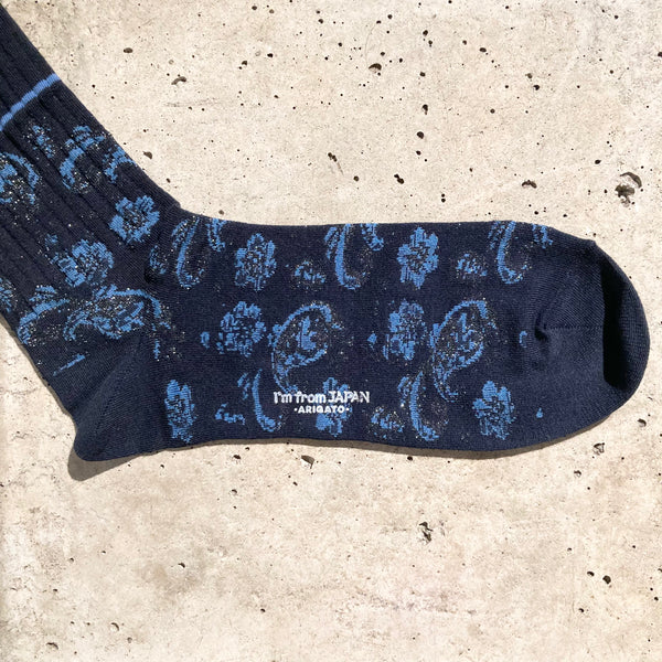 【 BLUE BLUE JAPAN 】ツジガハナ ジャカードソックス / Dark Navy