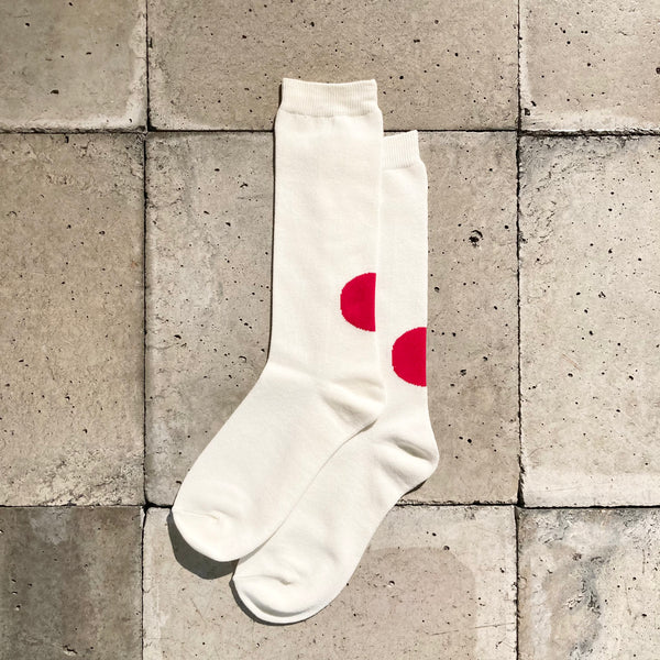 【 BLUE BLUE JAPAN 】JAPAN FLAG BACK STYLE SOCKS / Natural