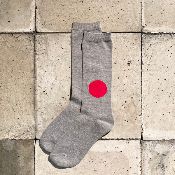 【 BLUE BLUE JAPAN 】JAPAN FLAG SOCKS / Grey