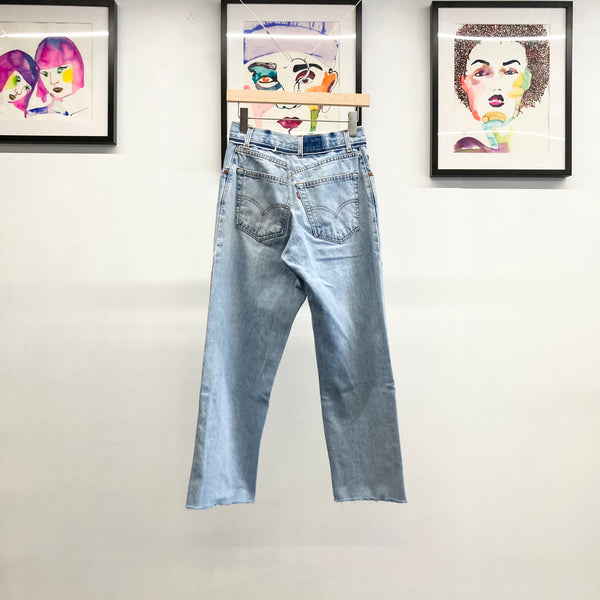 【 RIVER 】LEVIS REMAKE DENIM - BACK TUCK - / White Flower