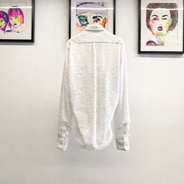 【 HOMMENA 】TOO BIG FRILLED SHIRT - LACE - / Off White