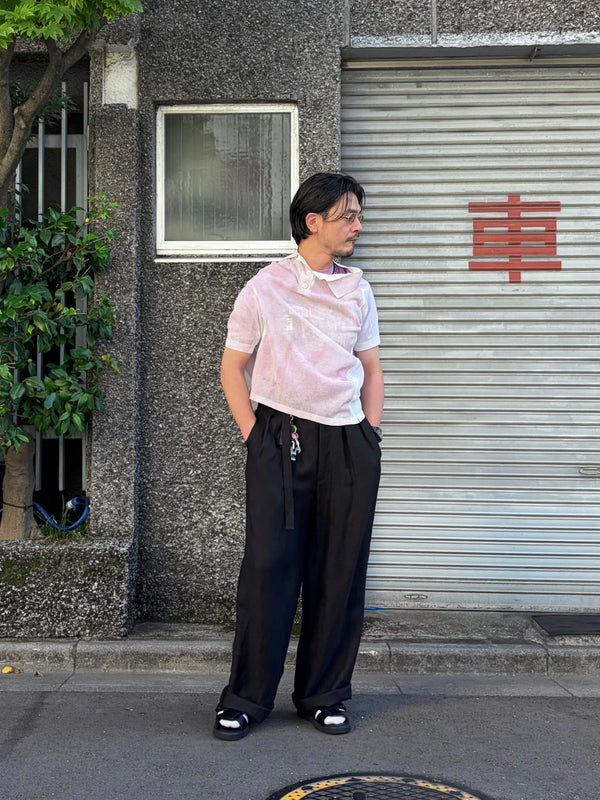 【 m's braque 】BELTED TUCKED BAGGY PANTS / Black