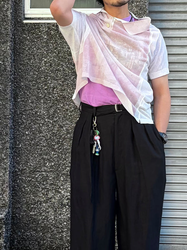 【 HOMMENA 】PAINTED TWIST KNIT POLO / Pink