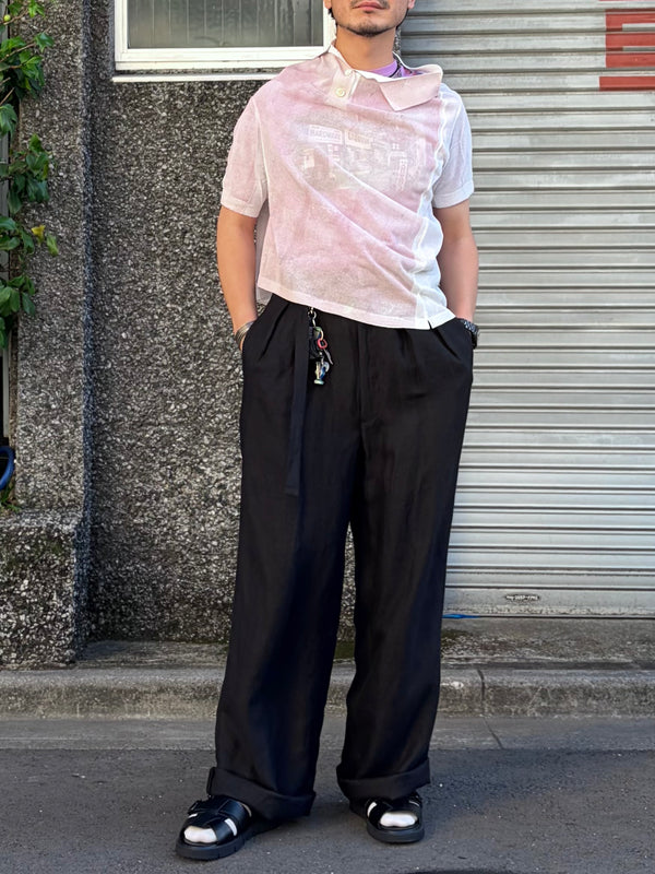 m's braque 】BELTED TUCKED BAGGY PANTS / Black – TOKIS m's braque 】BELTED TUCKED BAGGY PANTS / Black – TOKIS