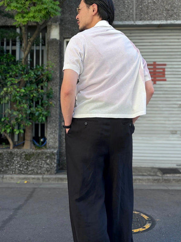 【 m's braque 】BELTED TUCKED BAGGY PANTS / Black
