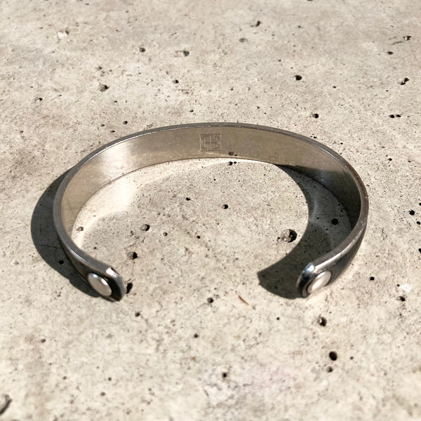 【hobo】BRASS BRACELET NARROW - with HORSE LEATHER - / Black