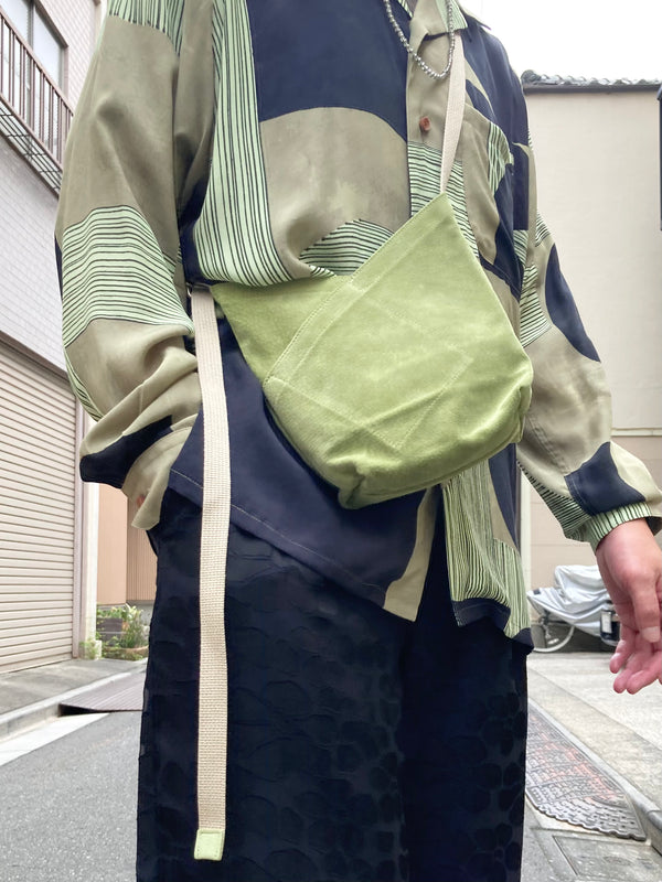【m's braque】LONG SLEEVE ALOHA SHIRT / Khaki × Black Geometric Pattern