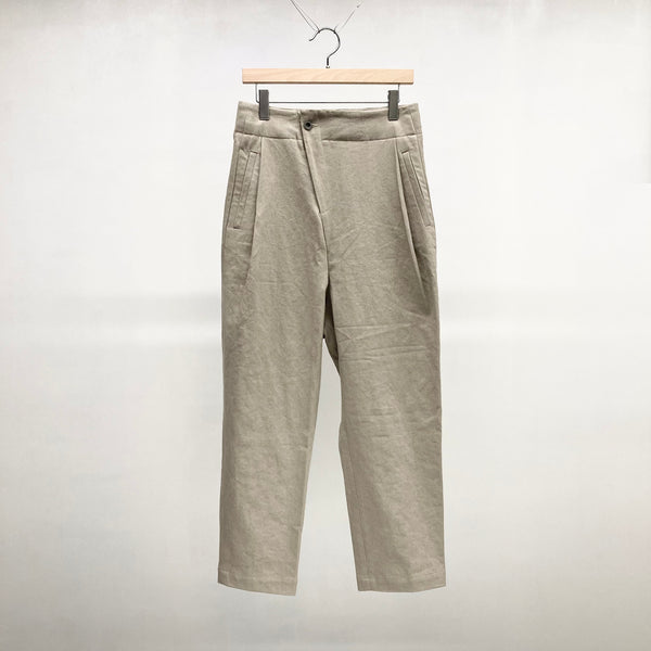 【frank leder / フランクリーダー】SULFER DYED WASHED FLAX＆COTTON 1 TUCK TROUSERS / Ivory