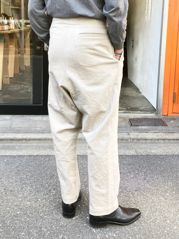 【frank leder / フランクリーダー】SULFER DYED WASHED FLAX＆COTTON 1 TUCK TROUSERS / Ivory