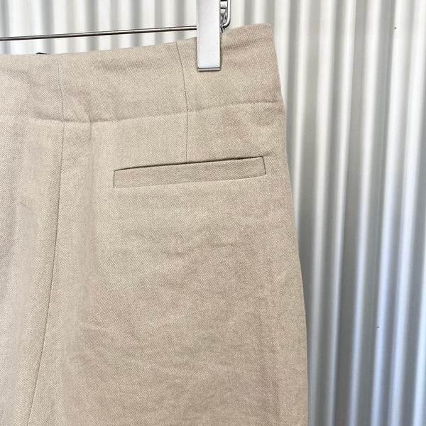 【frank leder / フランクリーダー】SULFER DYED WASHED FLAX＆COTTON 1 TUCK TROUSERS / Ivory