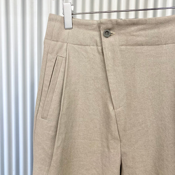 【frank leder / フランクリーダー】SULFER DYED WASHED FLAX＆COTTON 1 TUCK TROUSERS / Ivory