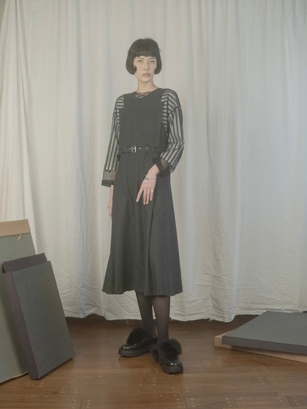 【RURI W. / ルリ】MESH LAYERED BLOUSE / Black