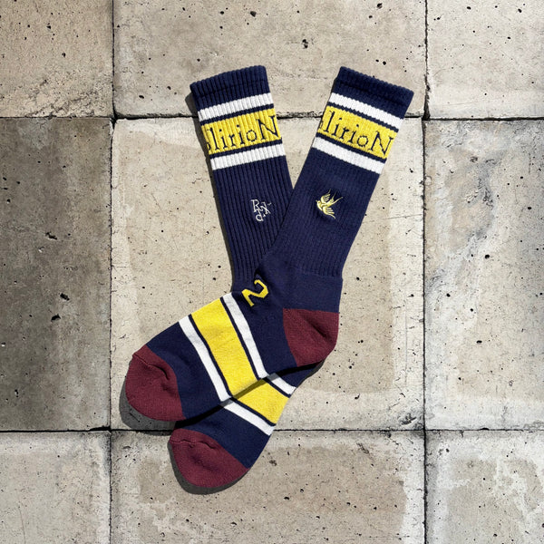 【 RhodolirioN 】LINE & NUMBERING SOCKS / Navy