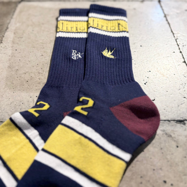 【 RhodolirioN 】LINE & NUMBERING SOCKS / Navy