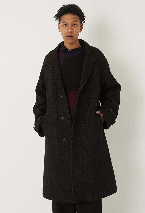 【 BLUE BLUE JAPAN 】ロービングツイード チェスターコート / Dark Navy