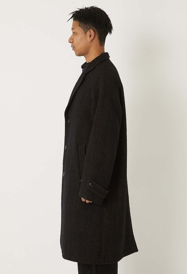 【 BLUE BLUE JAPAN 】ロービングツイード チェスターコート / Dark Navy