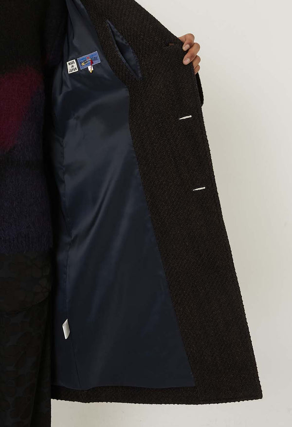 【 BLUE BLUE JAPAN 】ロービングツイード チェスターコート / Dark Navy